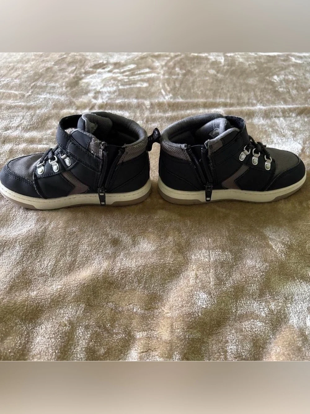 Cat & Jack Black and Gray Kids High-Top Zipper Boots